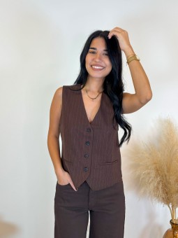 Veston Marron à Rayures Tessa