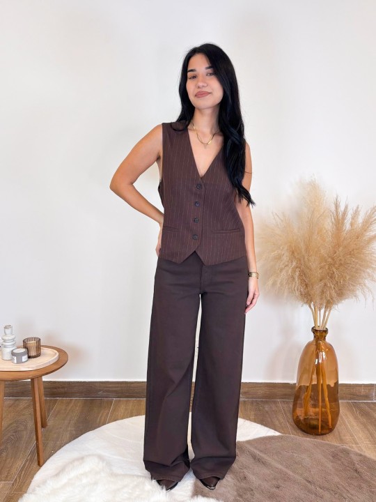 Pantalon Large Marron Bella