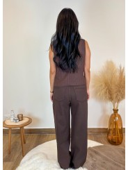 Pantalon Large Marron Bella