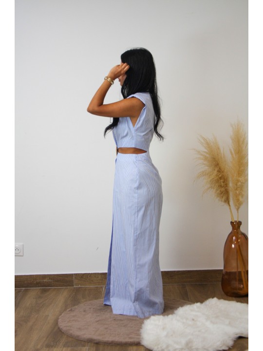 Robe bleue a rayures Eva