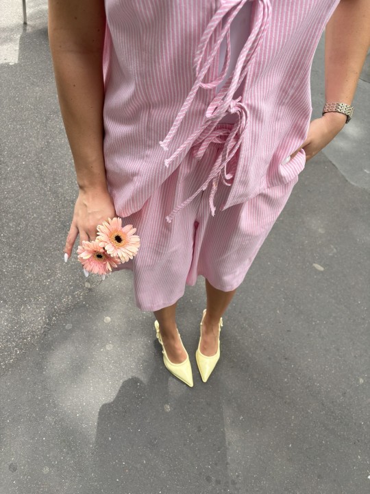 Gilet rose à rayures Julia